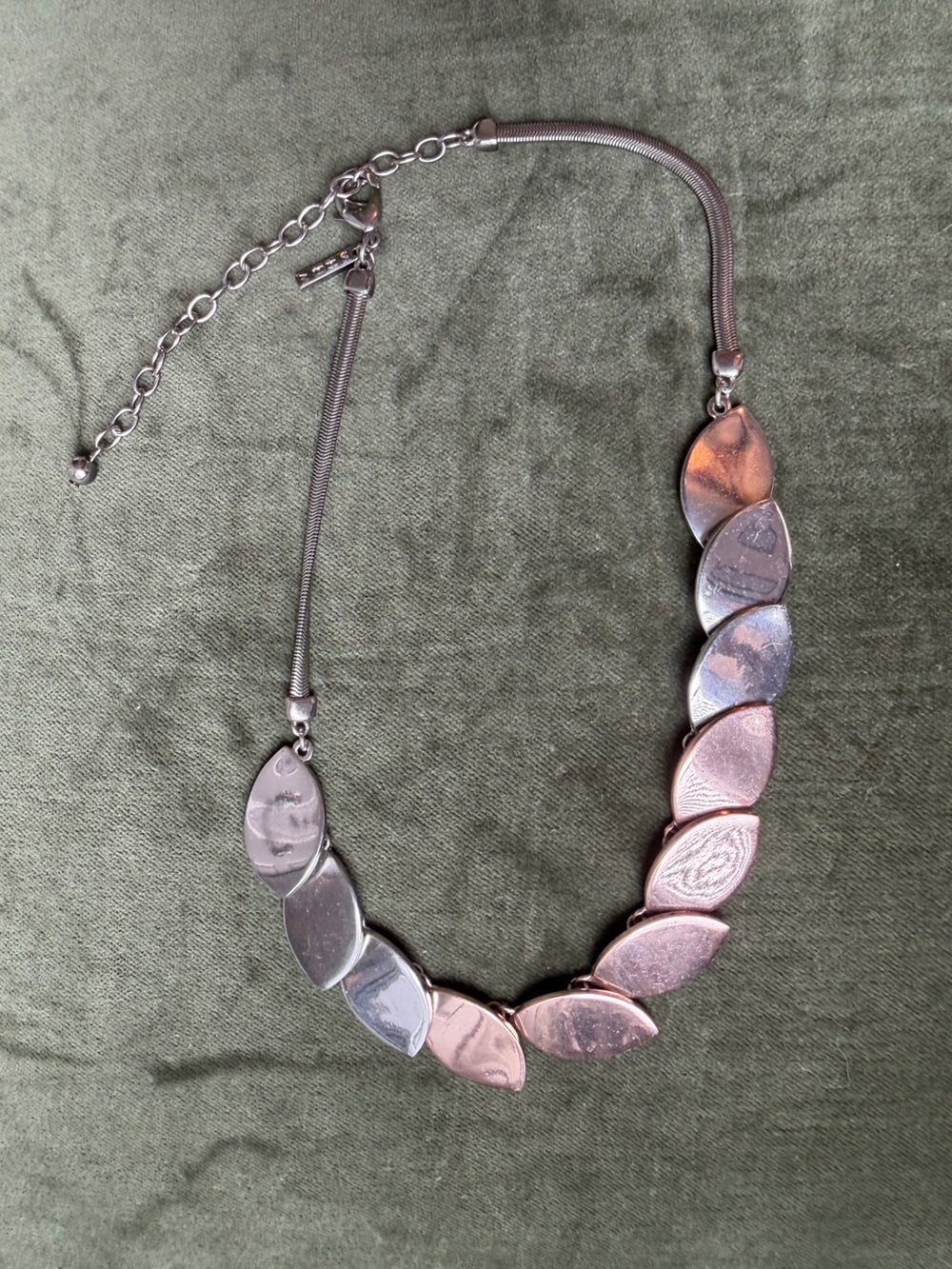 WHBM Silver + Rose Gold Leaf Collar Necklace